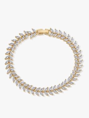 14k Gold Plated Marquise Cut Tennis Bracelet Lab Created Cubic Zirconia